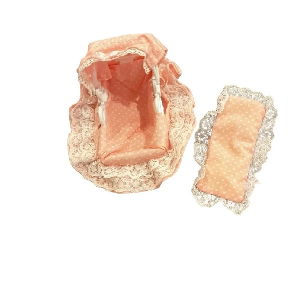 1988 VINTAGE SYLVANIAN FAMILIES CALICO CRITTERS PINK POLKA DOT  CRIB CRADLE